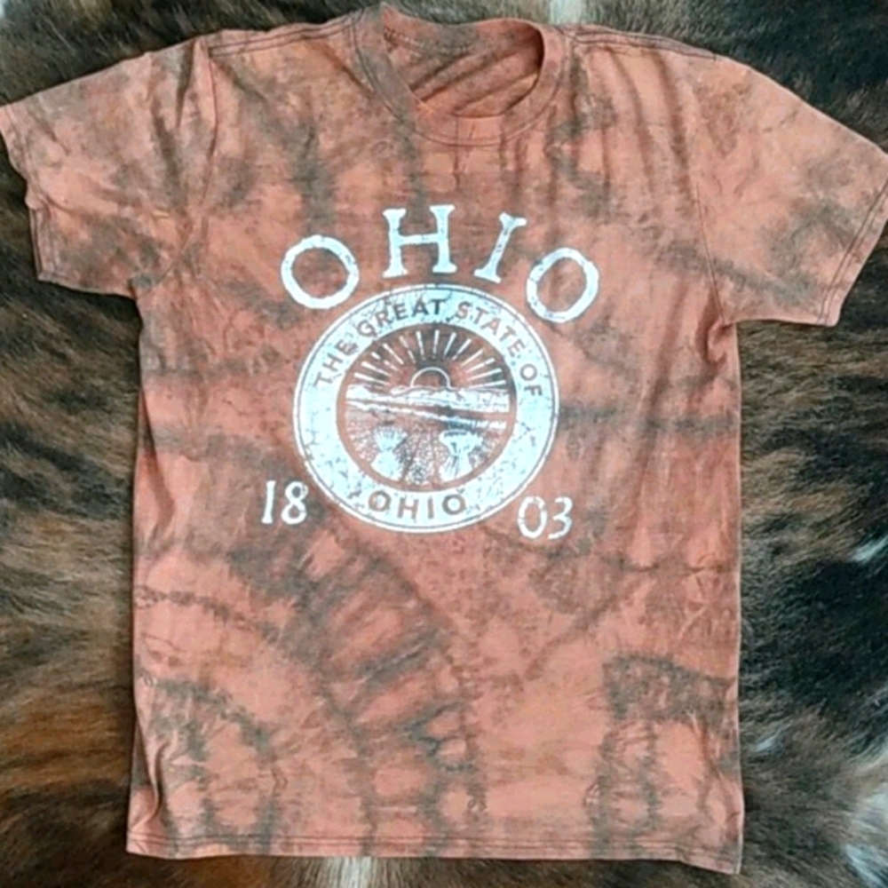 Custom Bleach Dye Distressed Ohio  T-Shirt